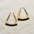 9K Gold Large Angular Hoop Lever Back Earrings