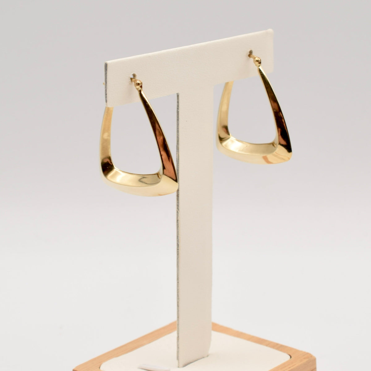 9K Gold Large Angular Hoop Lever Back Earrings