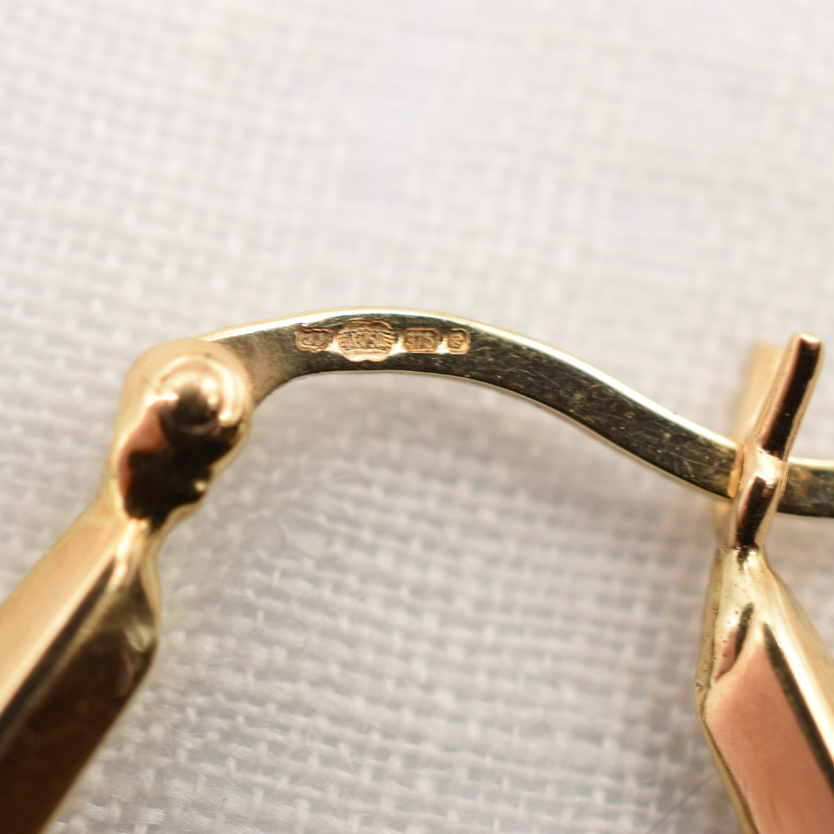 9K Gold Large Angular Hoop Lever Back Earrings