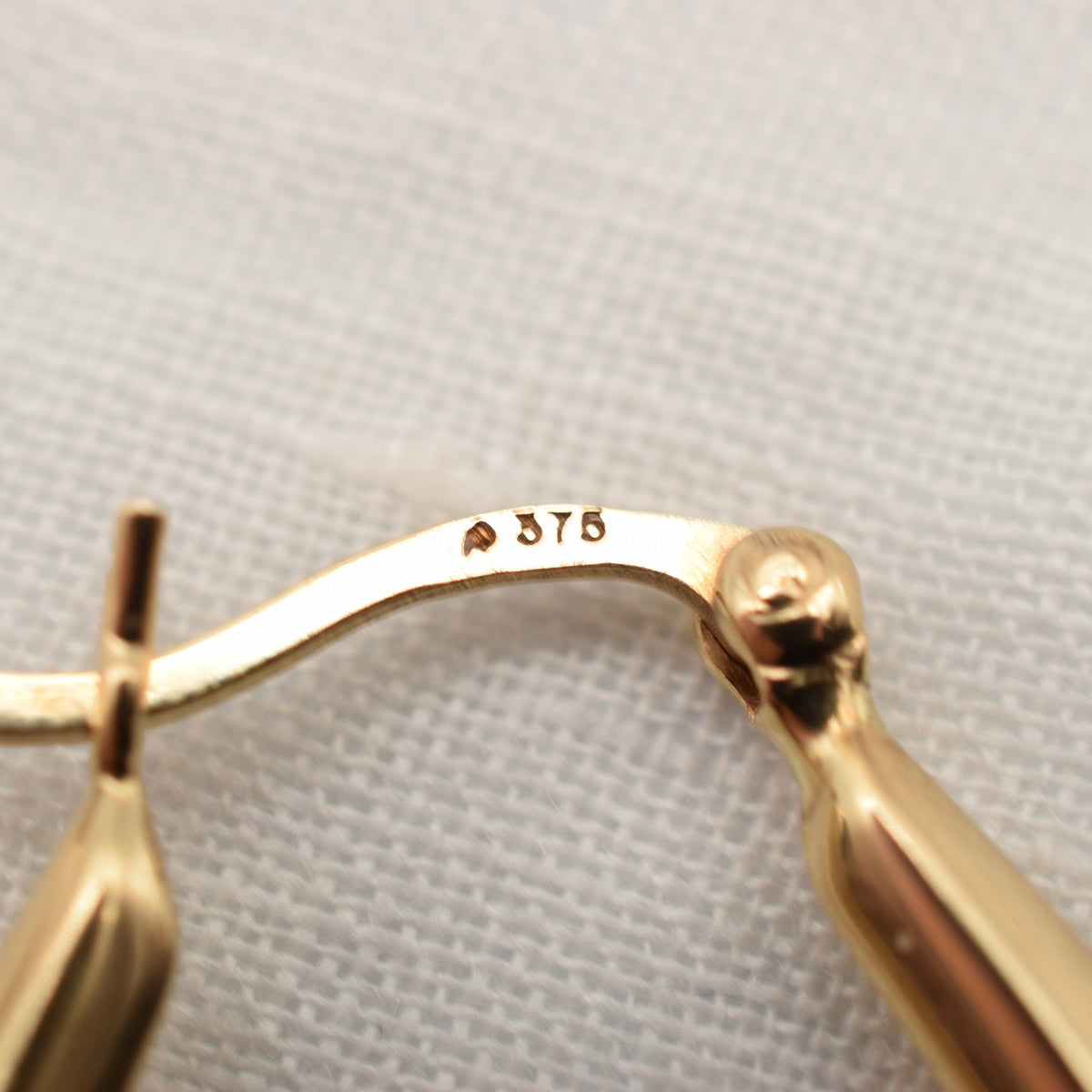 9K Gold Large Angular Hoop Lever Back Earrings