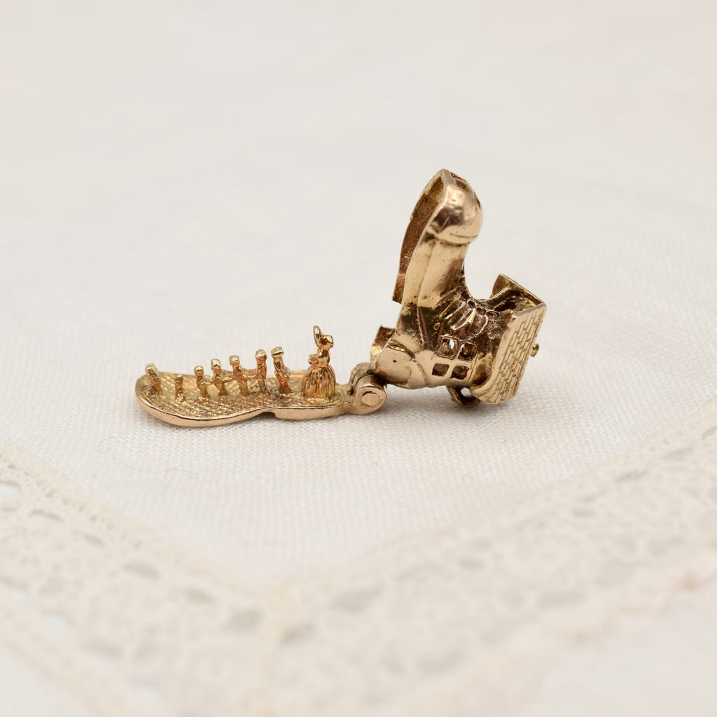 9K Gold Old Woman Who Lived in a Shoe Nursery Rhyme Charm - UK 1962