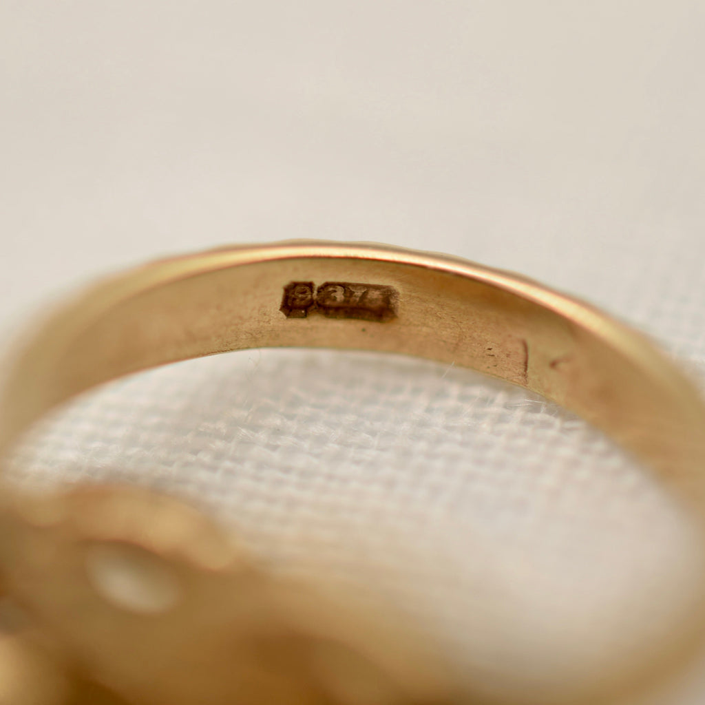 9K Gold Miniature Trio of Wedding Rings Charm - 1965 London Hallmark