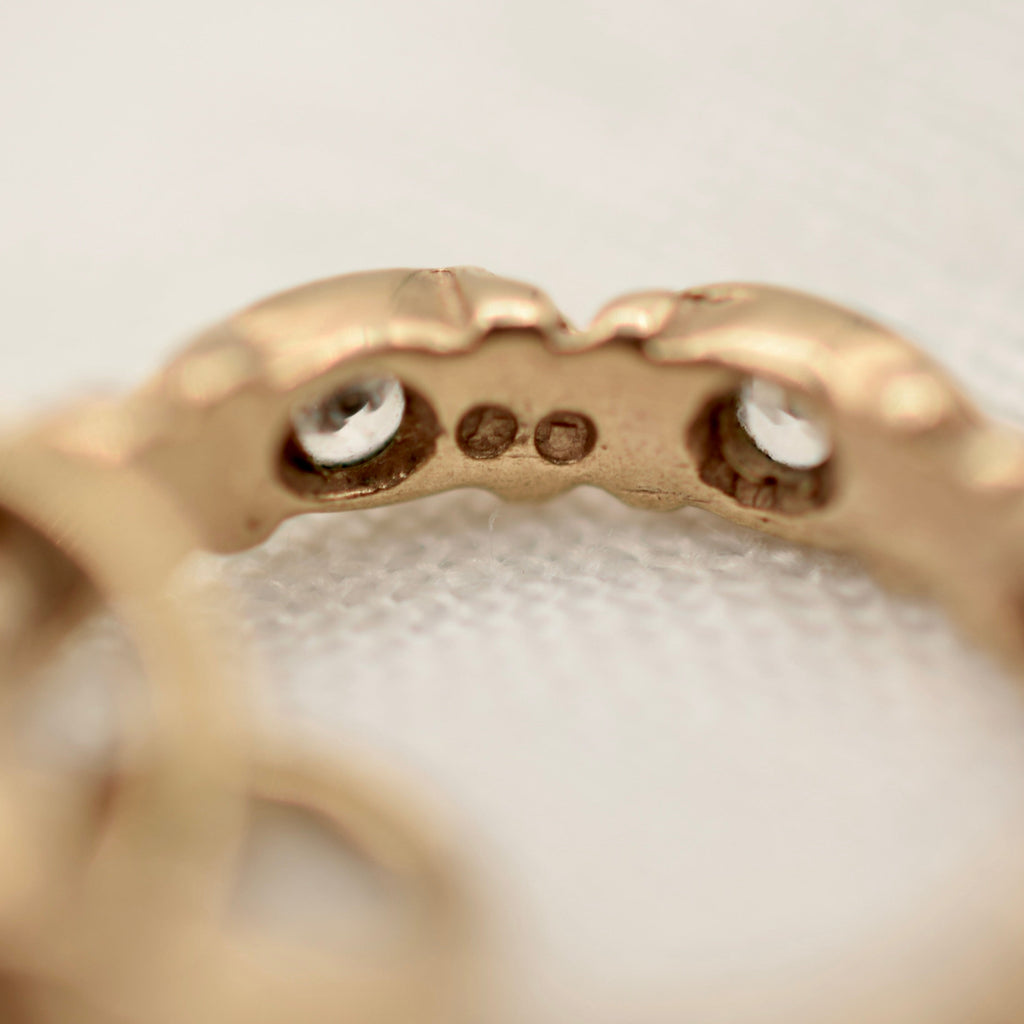 9K Gold Miniature Trio of Wedding Rings Charm - 1965 London Hallmark