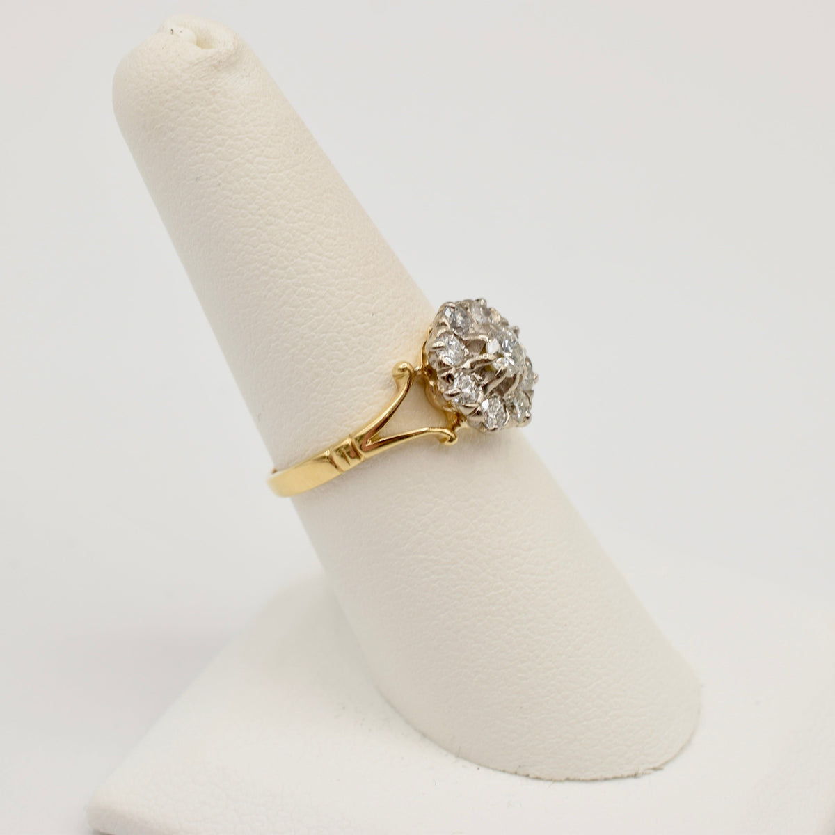 18K Gold Diamond Floral Cluster Ring - 0.77 cttw Natural Diamond Vintage Engagement Ring