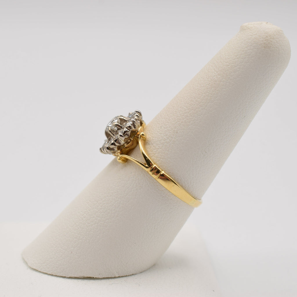 18K Gold Diamond Floral Cluster Ring - 0.77 cttw Natural Diamond Vintage Engagement Ring