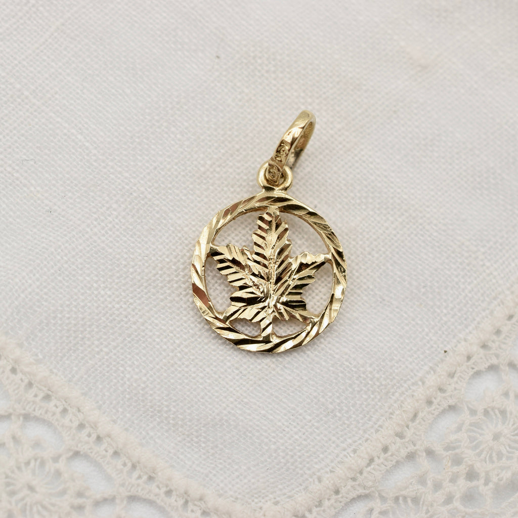 18k Gold Maple Leaf Charm for Bracelet or Pendant Necklace