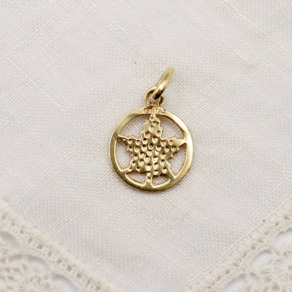 18k Gold Maple Leaf Charm for Bracelet or Pendant Necklace