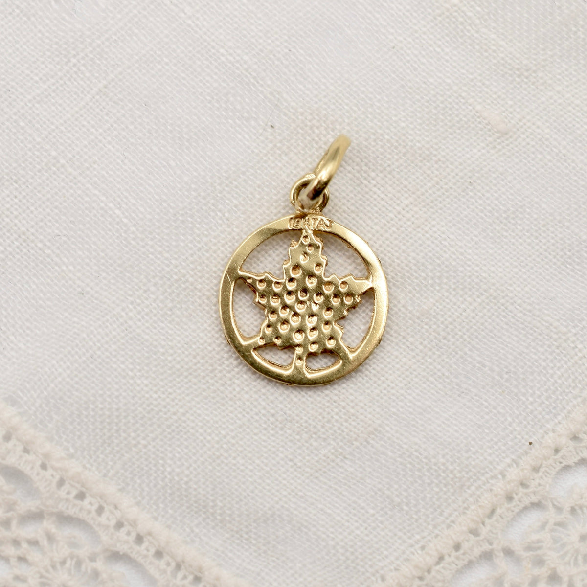 18k Gold Maple Leaf Charm for Bracelet or Pendant Necklace