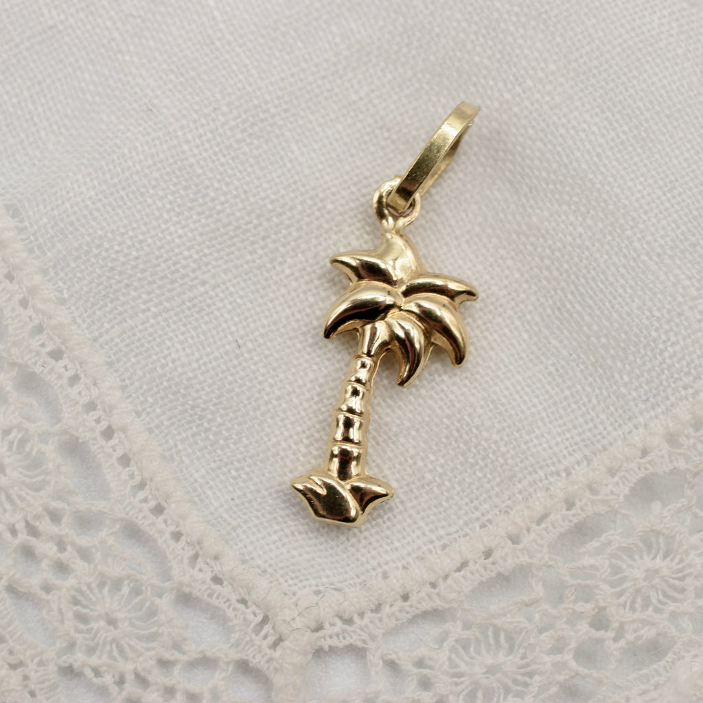 18K Gold Palm Tree Charm or Pendant - Hallmarked Italy 750