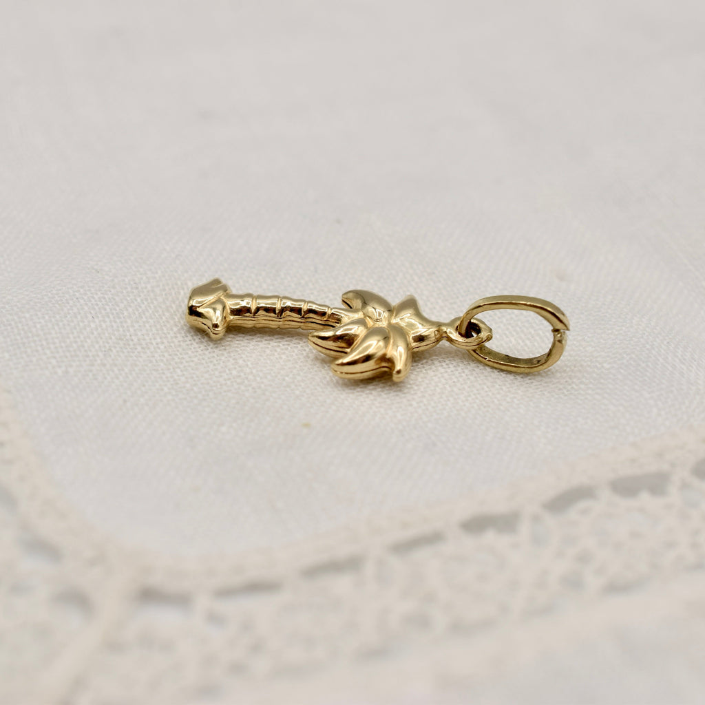 18K Gold Palm Tree Charm or Pendant - Hallmarked Italy 750