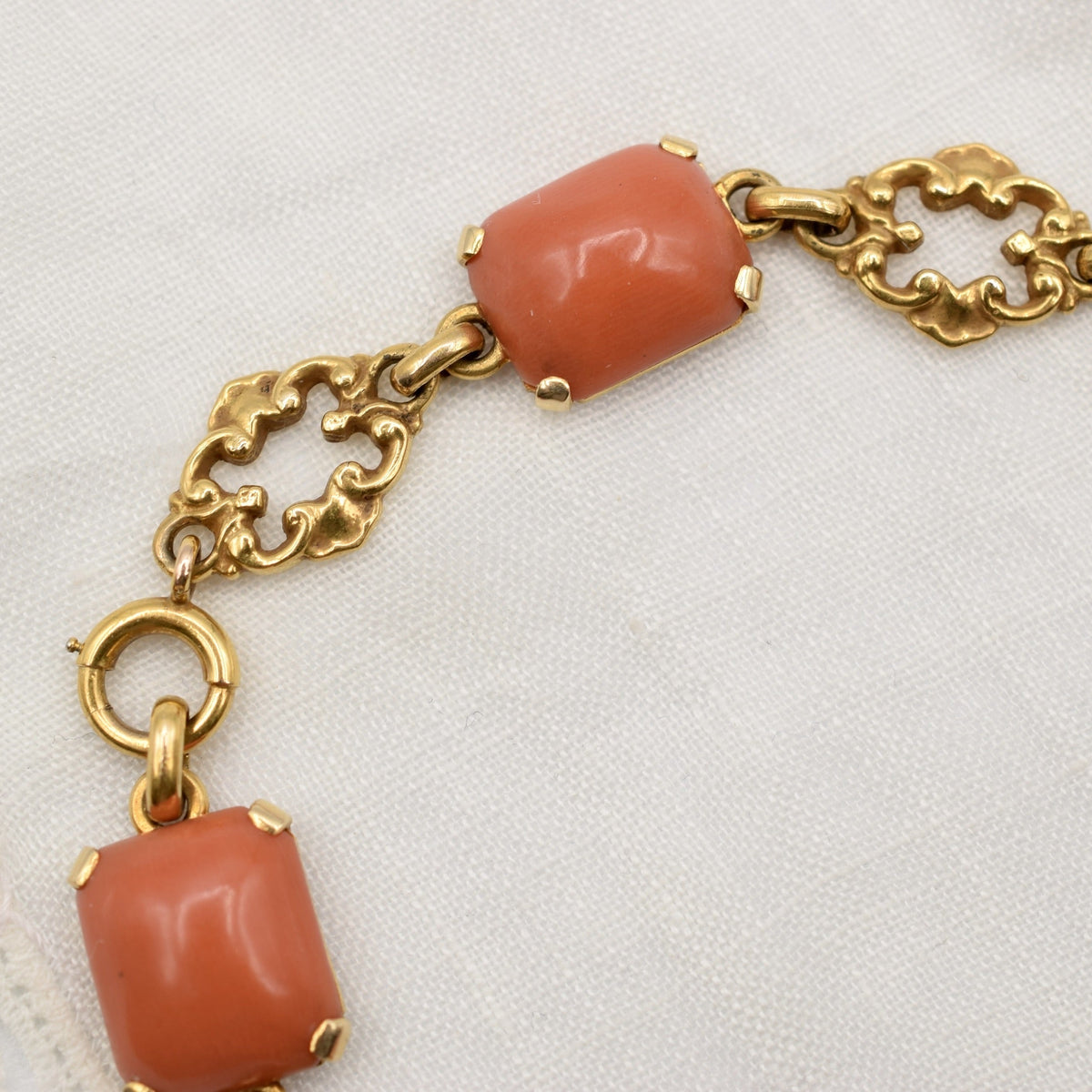 Mid Century 14k Yellow Gold Coral Bracelet from Maison Birks