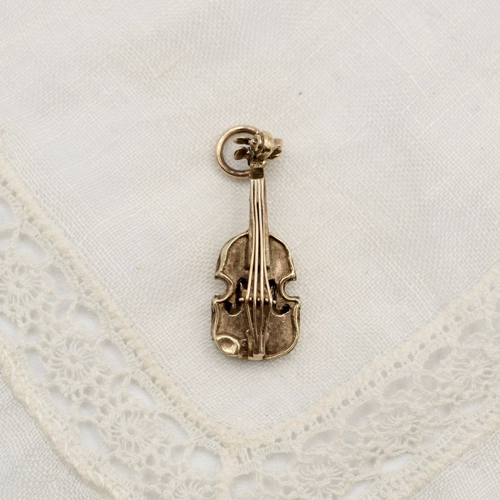 9K Solid Gold Violin Fiddle Charm - Hallmarked UK 1969