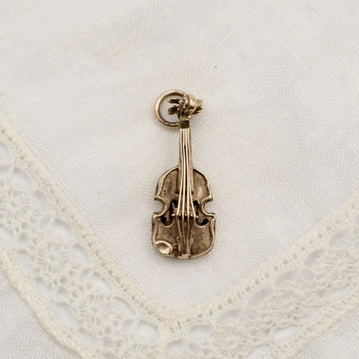 9K Solid Gold Violin Fiddle Charm - Hallmarked UK 1969