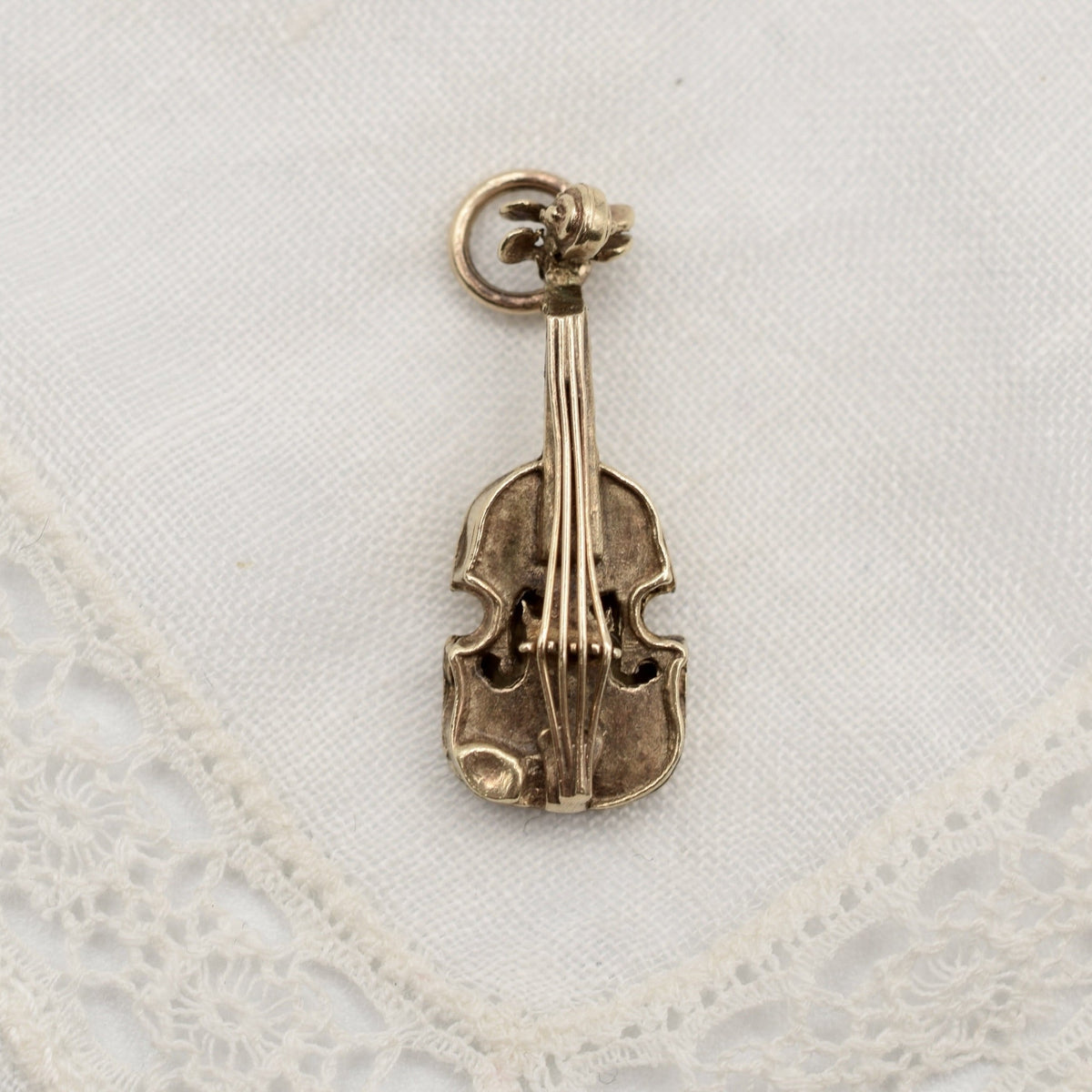 9K Solid Gold Violin Fiddle Charm - Hallmarked UK 1969