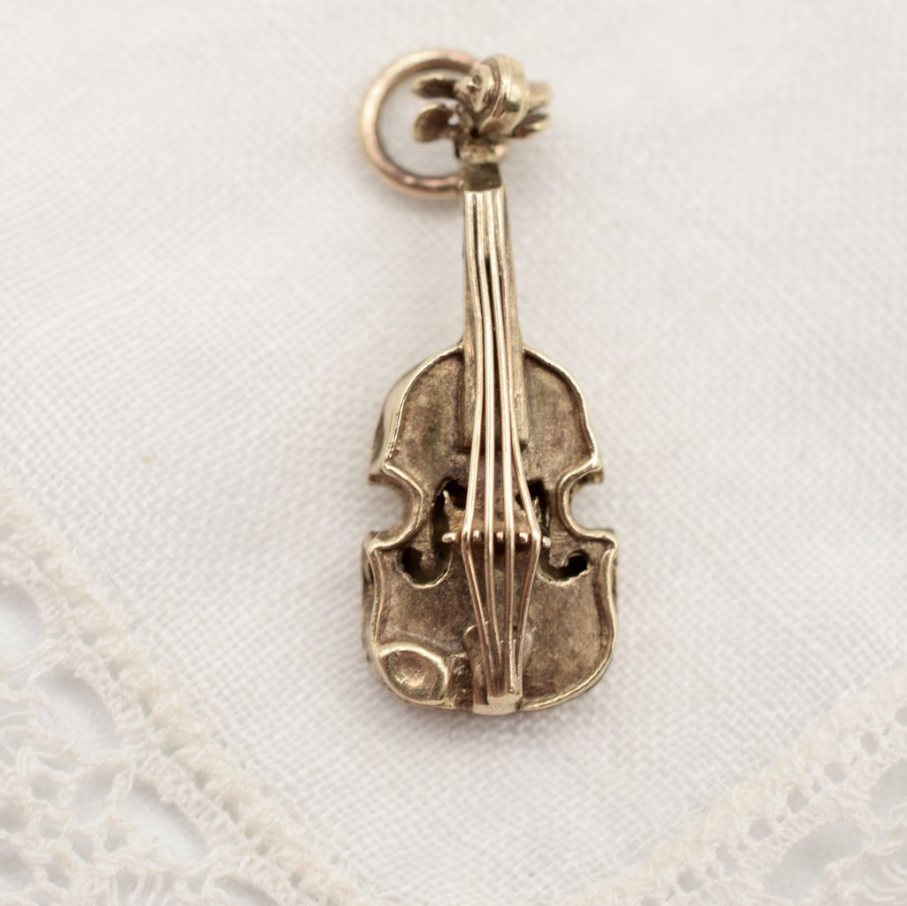 9K Solid Gold Violin Fiddle Charm - Hallmarked UK 1969