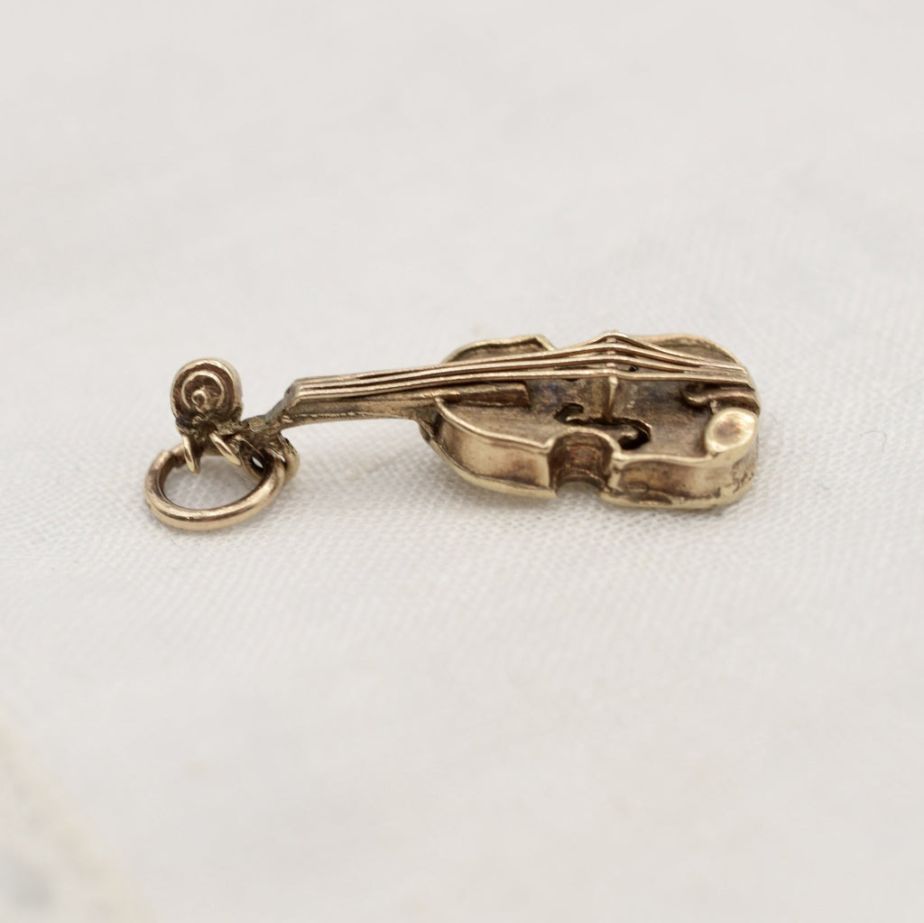 9K Solid Gold Violin Fiddle Charm - Hallmarked UK 1969