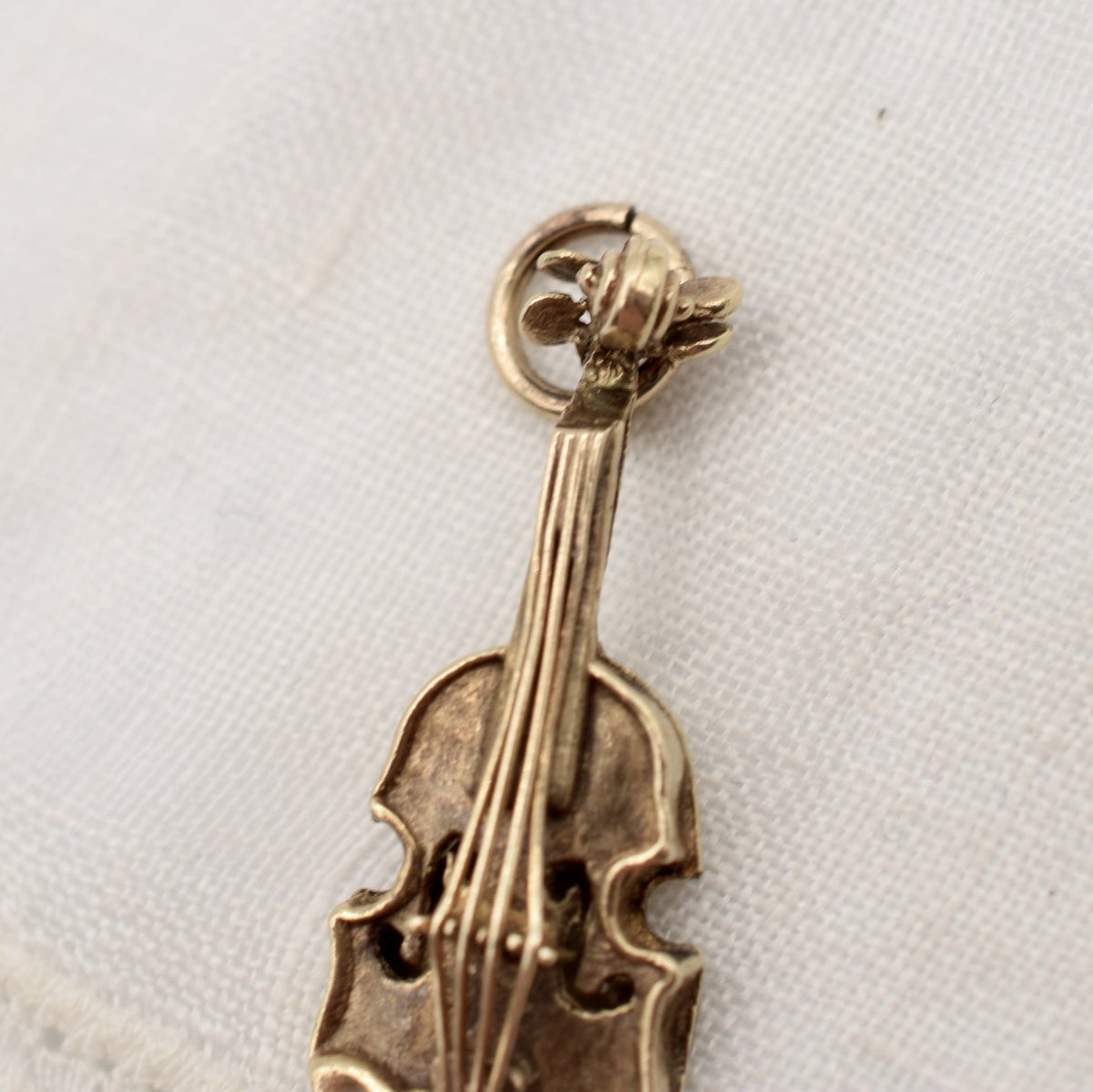 9K Solid Gold Violin Fiddle Charm - Hallmarked UK 1969