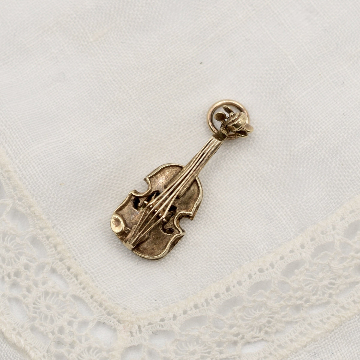 9K Solid Gold Violin Fiddle Charm - Hallmarked UK 1969