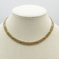 9K Yellow Gold Heavy Panther Link Choker Necklace - 16 inch