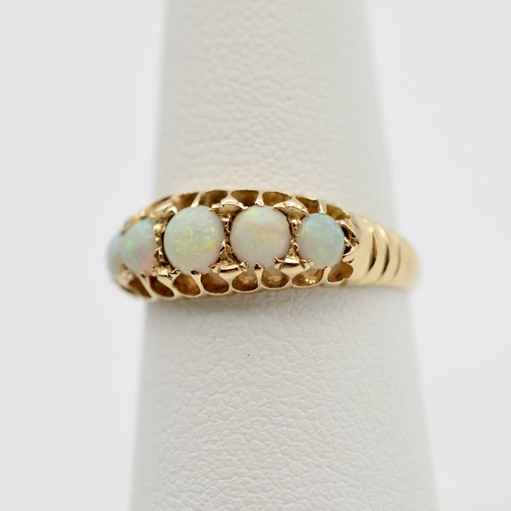 Antique Victorian Opal Five Stone Ring with UK Hallmarks from 1895