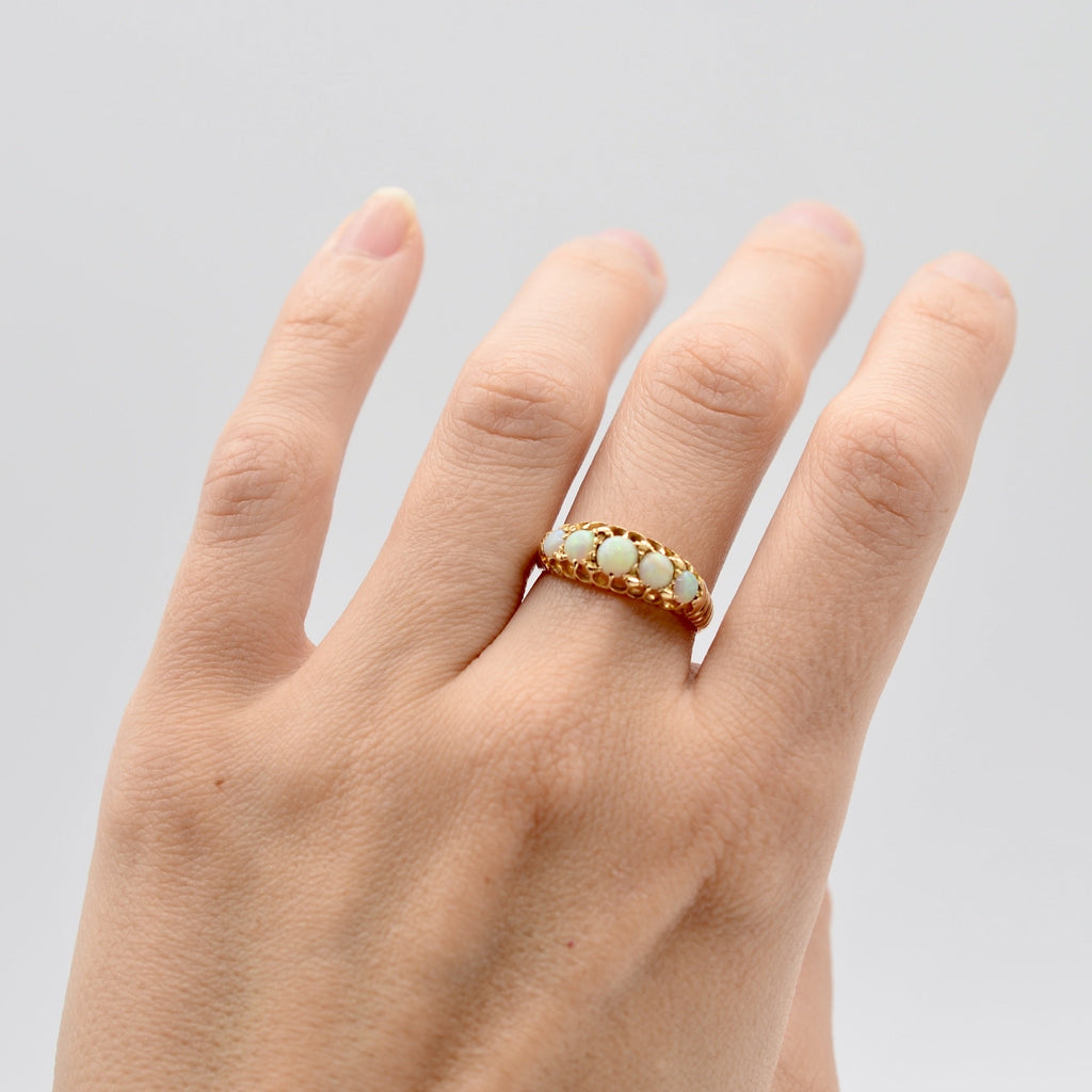 Antique Victorian Opal Five Stone Ring with UK Hallmarks from 1895