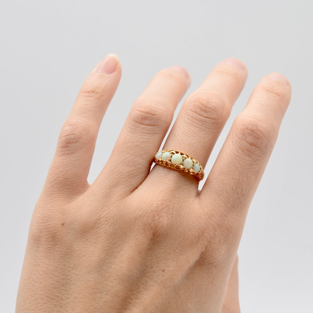 Antique Victorian Opal Five Stone Ring with UK Hallmarks from 1895