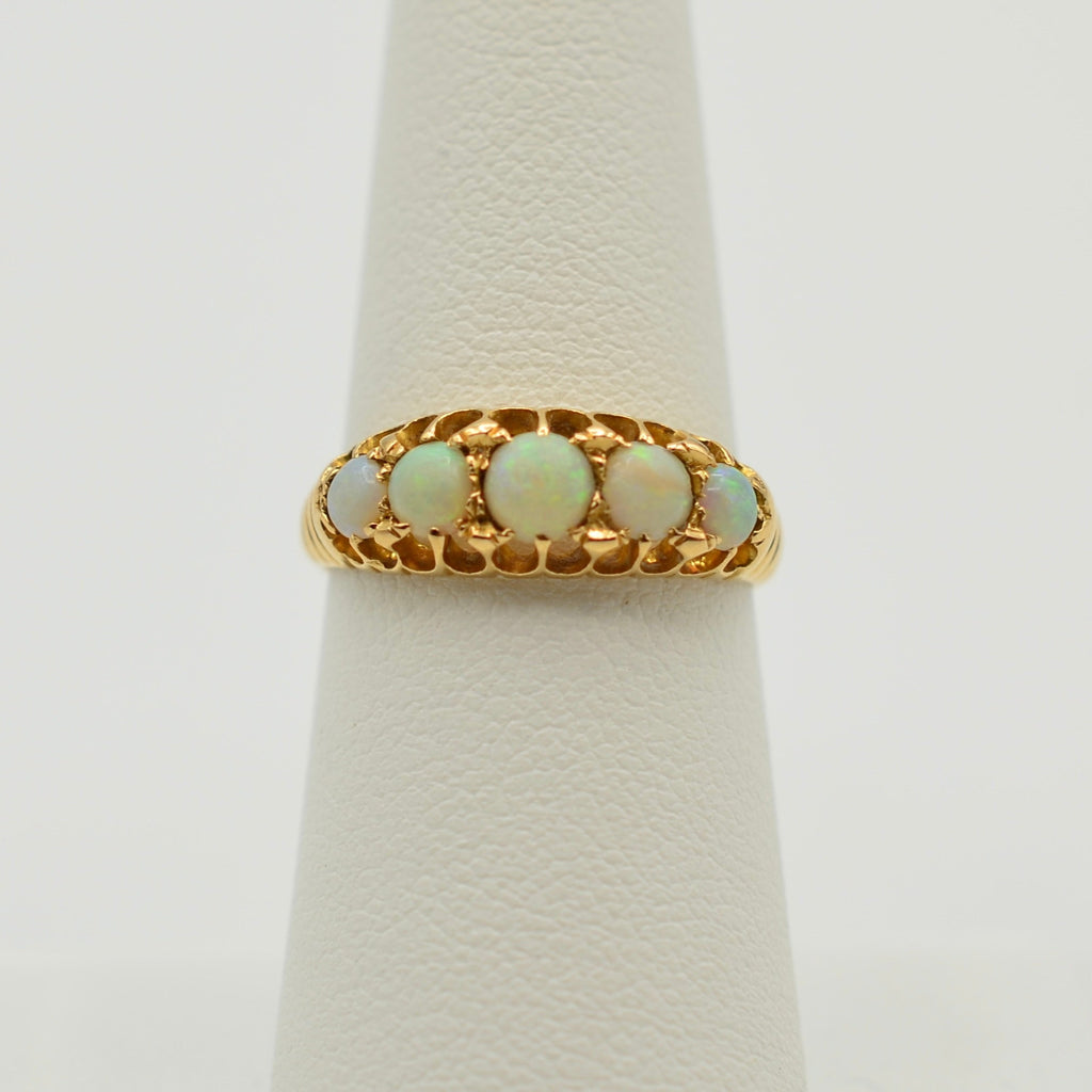 Antique Victorian Opal Five Stone Ring with UK Hallmarks from 1895