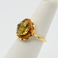 18K Gold Heliodor Cocktail Ring with Cannetille Halo
