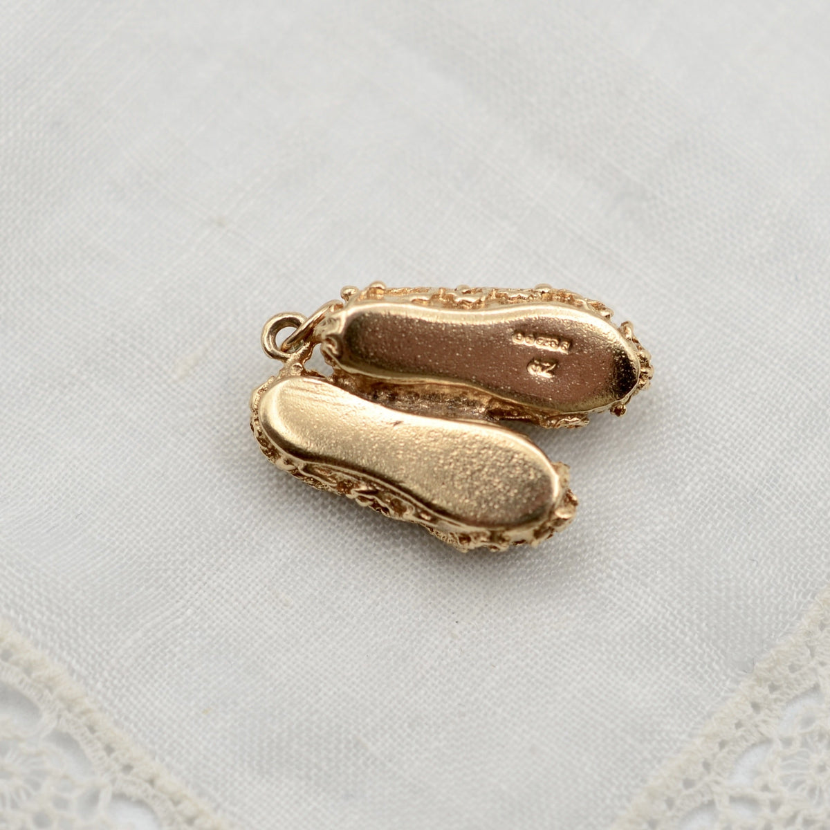 9K Gold Ballet Slippers Charm - Hallmarked London UK 1966