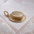 9K Solid Gold Boater Hat Charm for Bracelet or Pendant Necklace - Hallmarked UK 1971