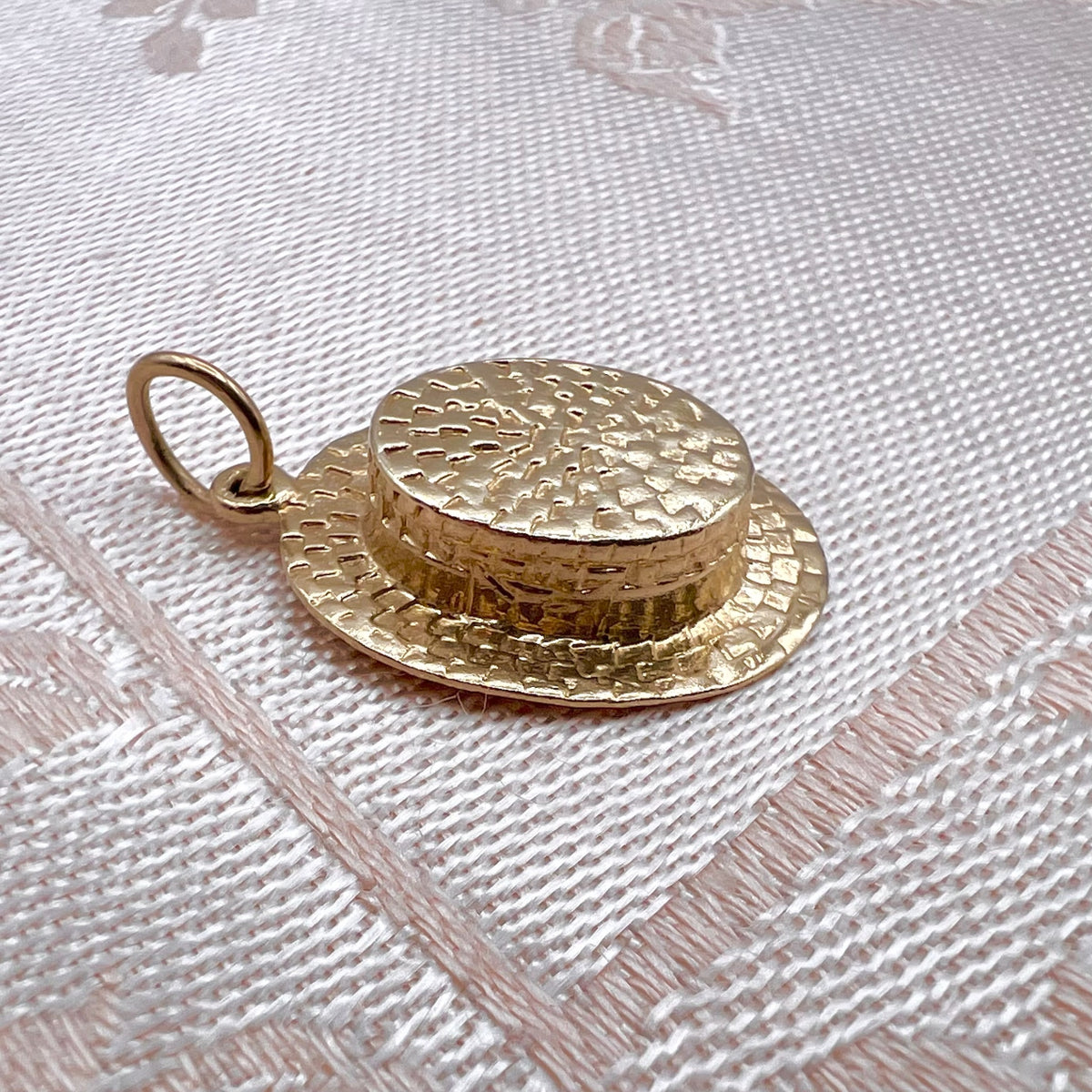 9K Solid Gold Boater Hat Charm for Bracelet or Pendant Necklace - Hallmarked UK 1971