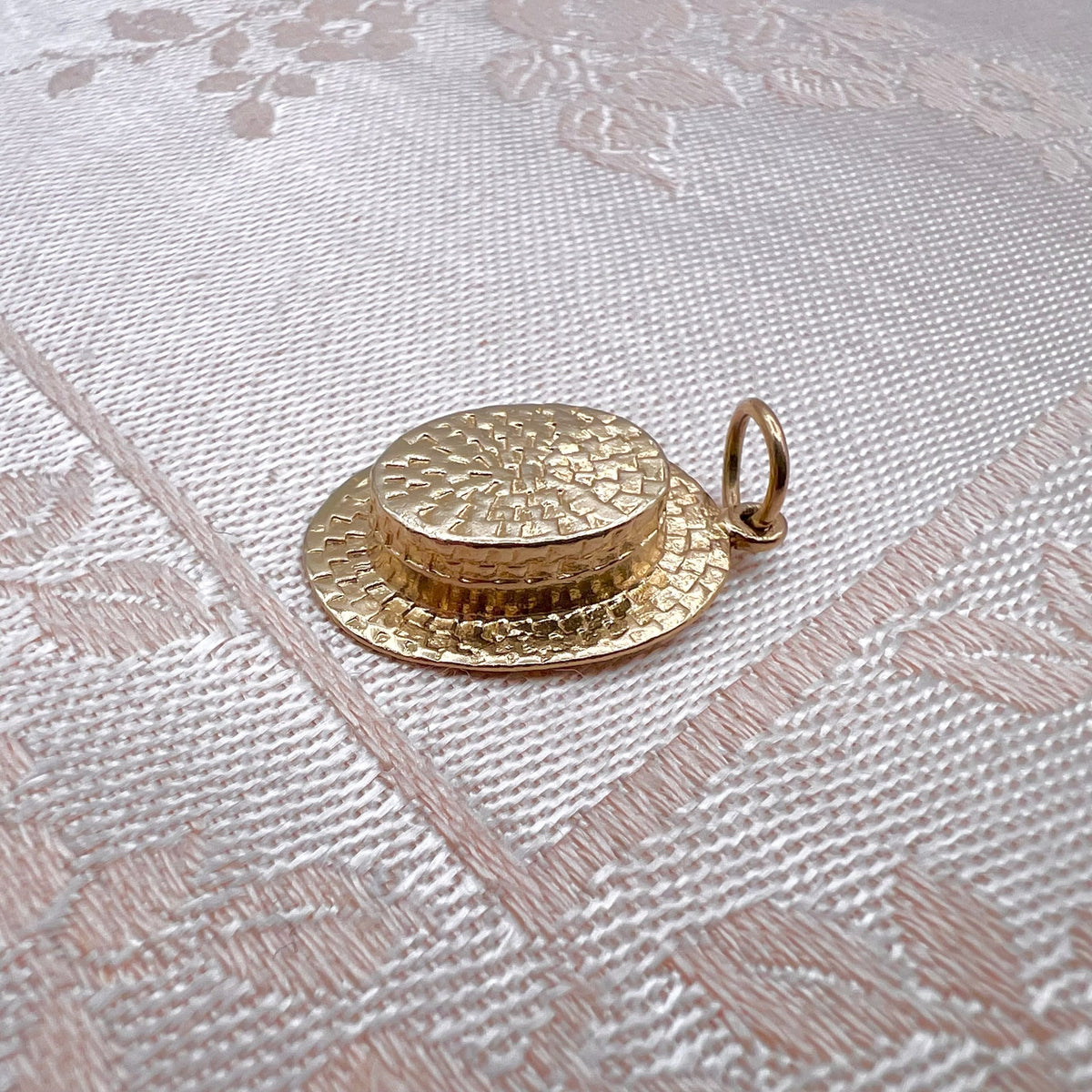 9K Solid Gold Boater Hat Charm for Bracelet or Pendant Necklace - Hallmarked UK 1971