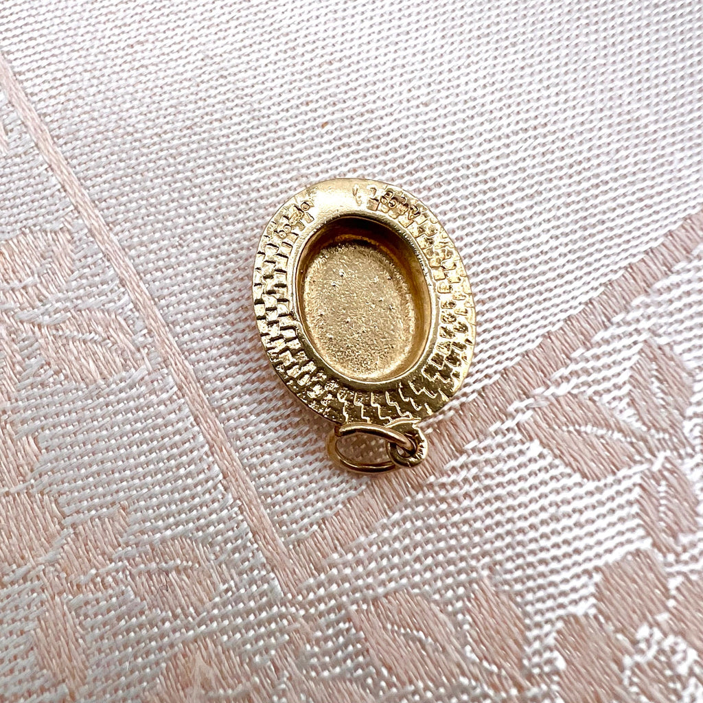 9K Solid Gold Boater Hat Charm for Bracelet or Pendant Necklace - Hallmarked UK 1971