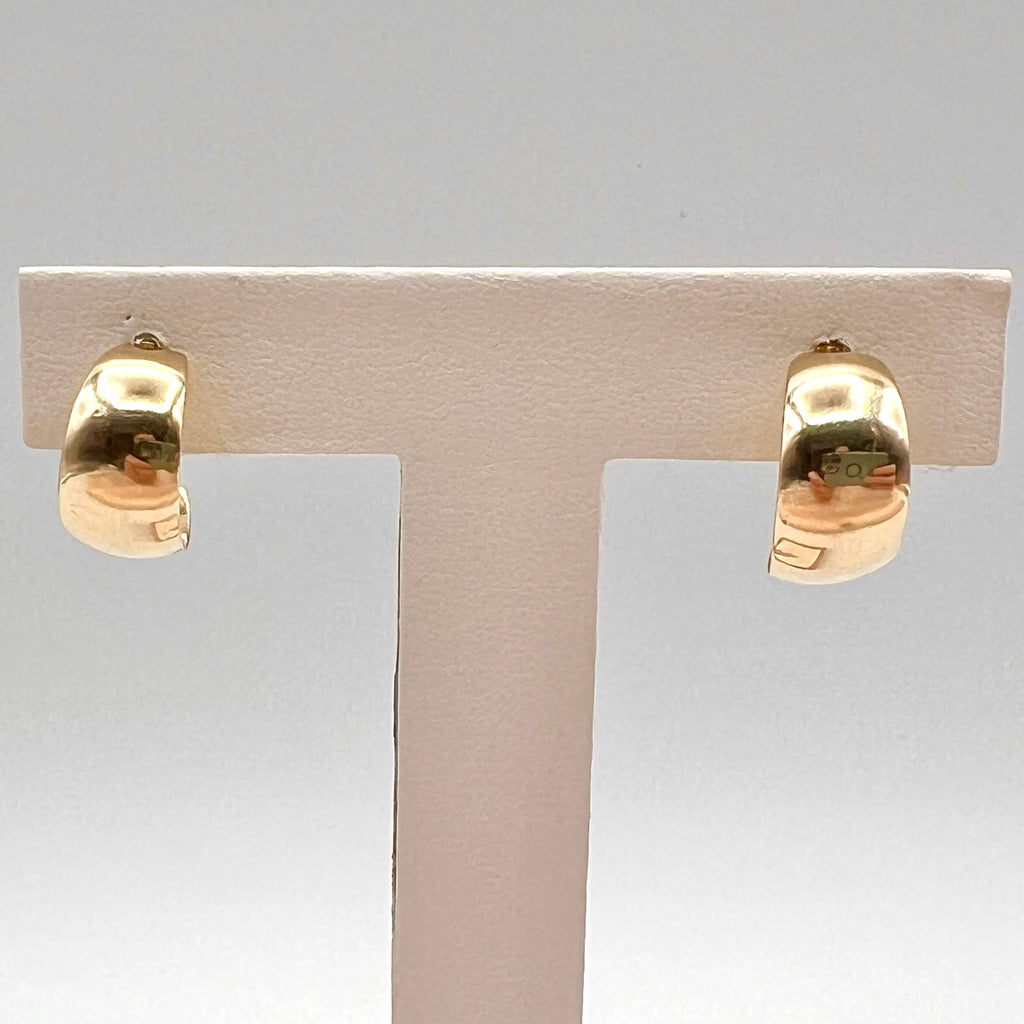 14K Solid Gold Half Hoop Stud Earrings