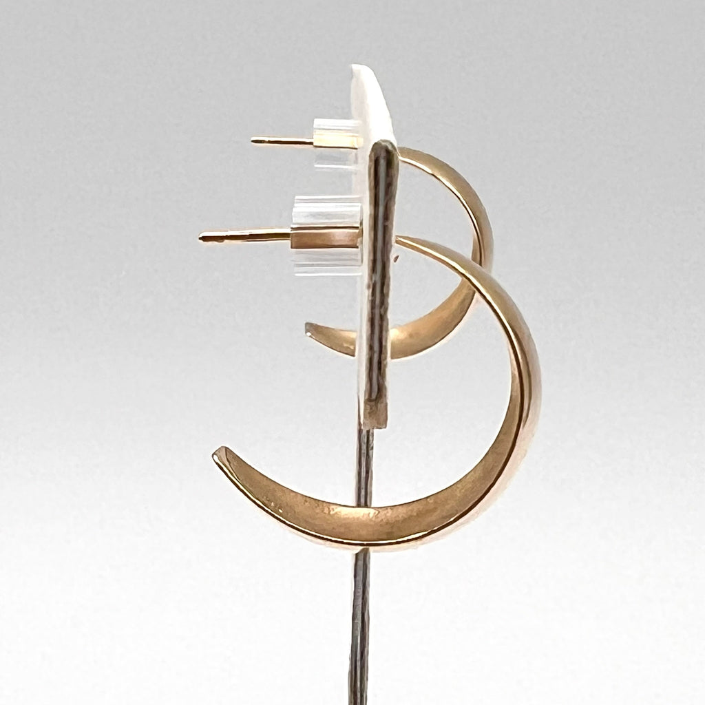 14K Solid Gold Half Hoop Stud Earrings