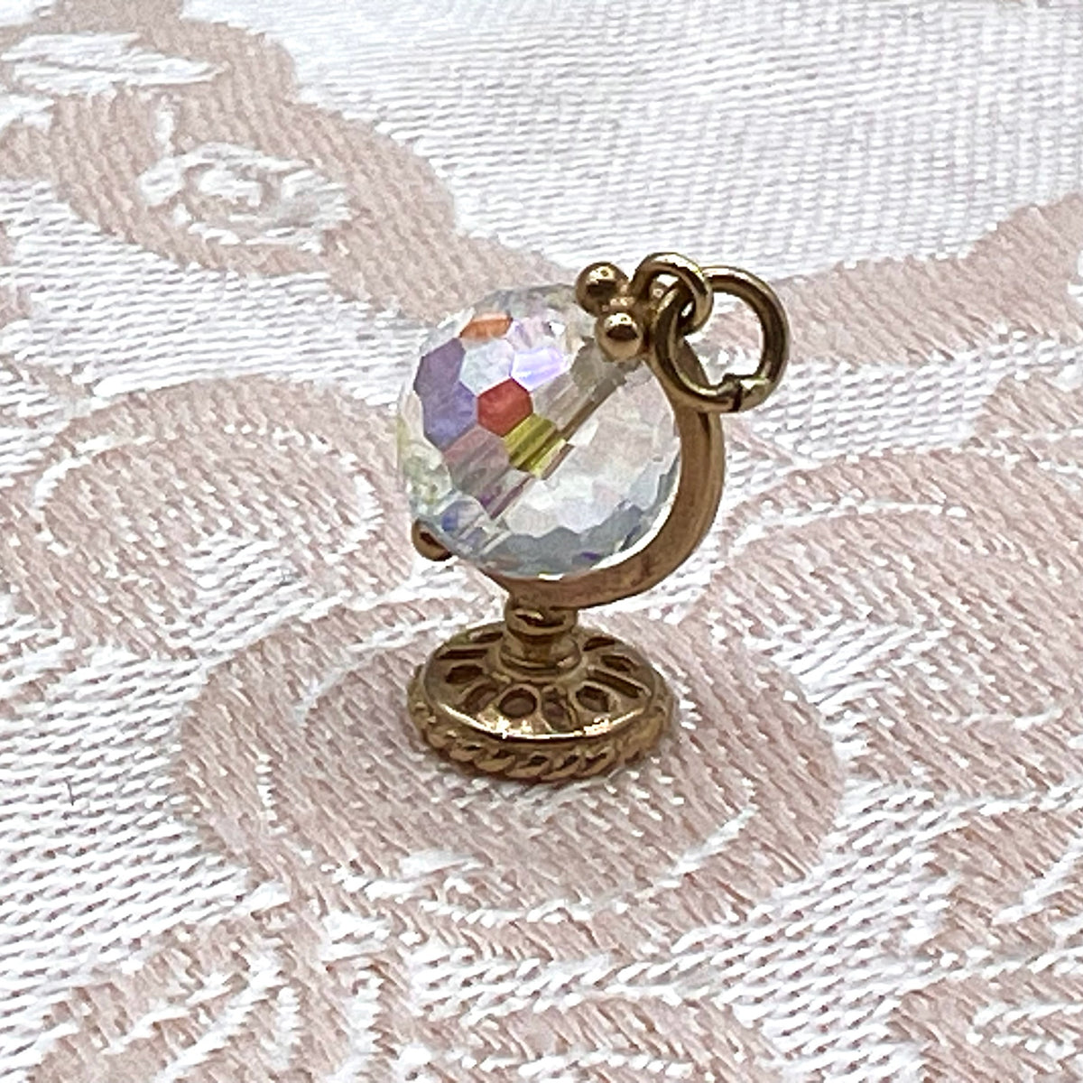 9K Gold Spinning Bead Globe Charm or Pendant