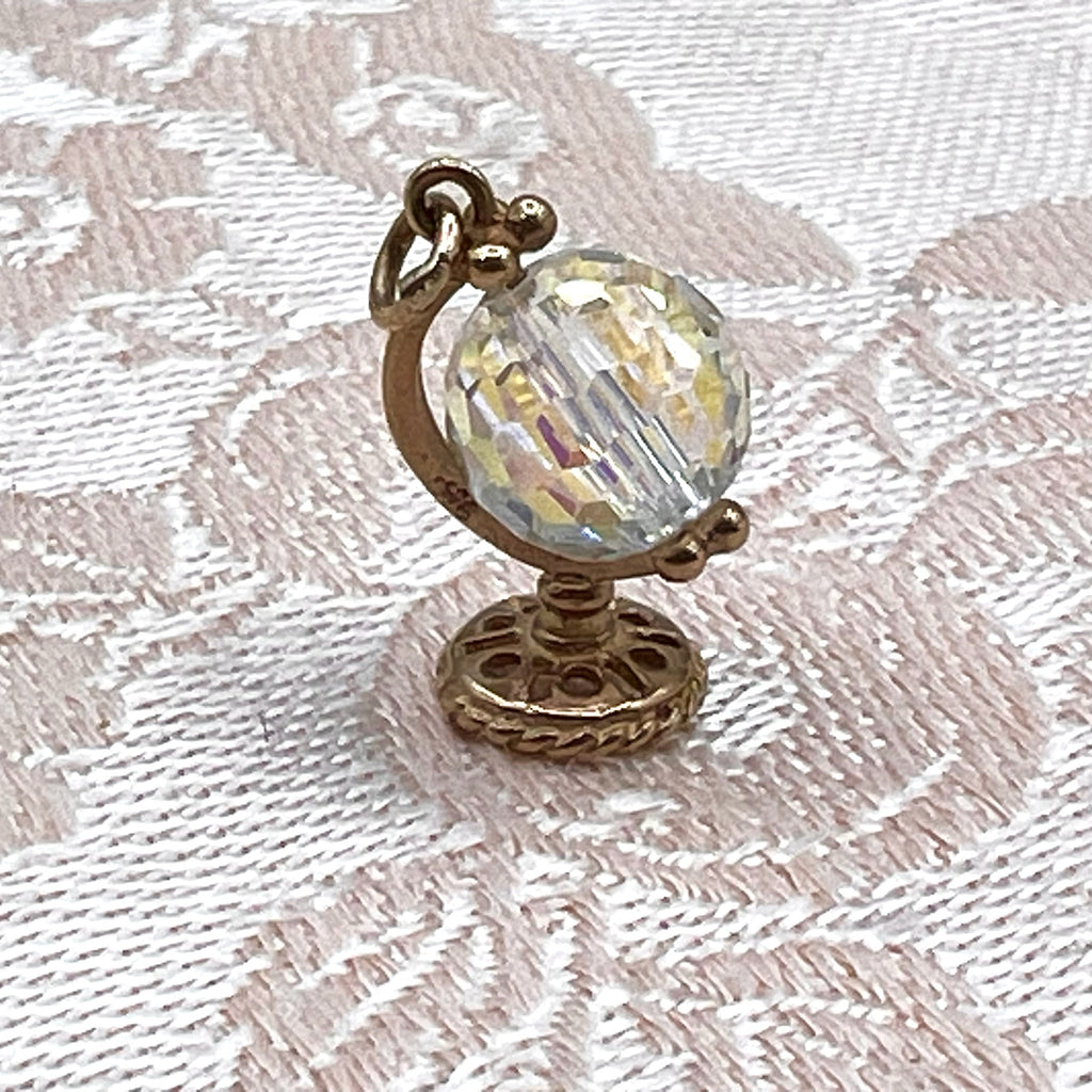9K Gold Spinning Bead Globe Charm or Pendant
