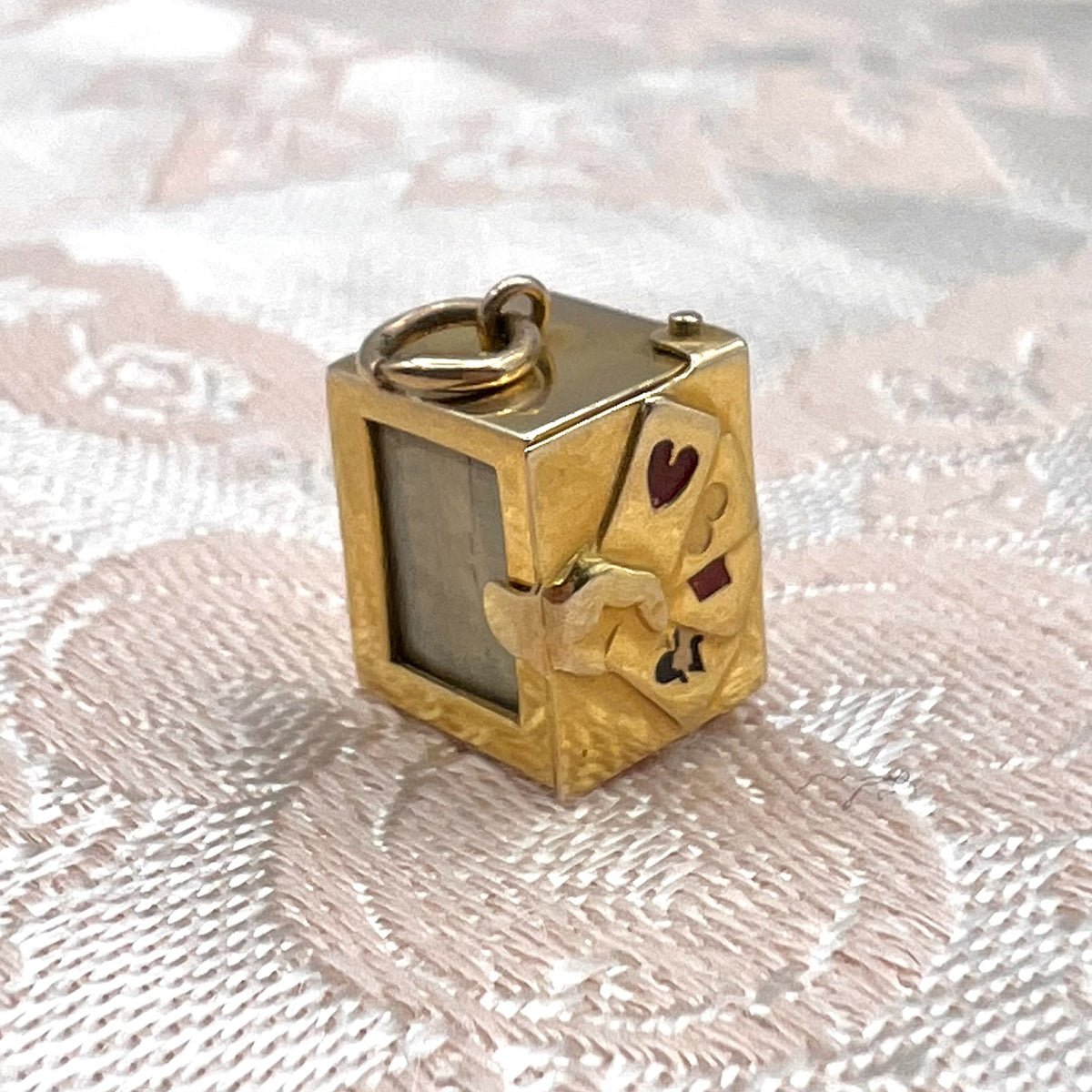 9K Gold Miniature Deck Playing Cards in Gold Box Charm - UK 1956