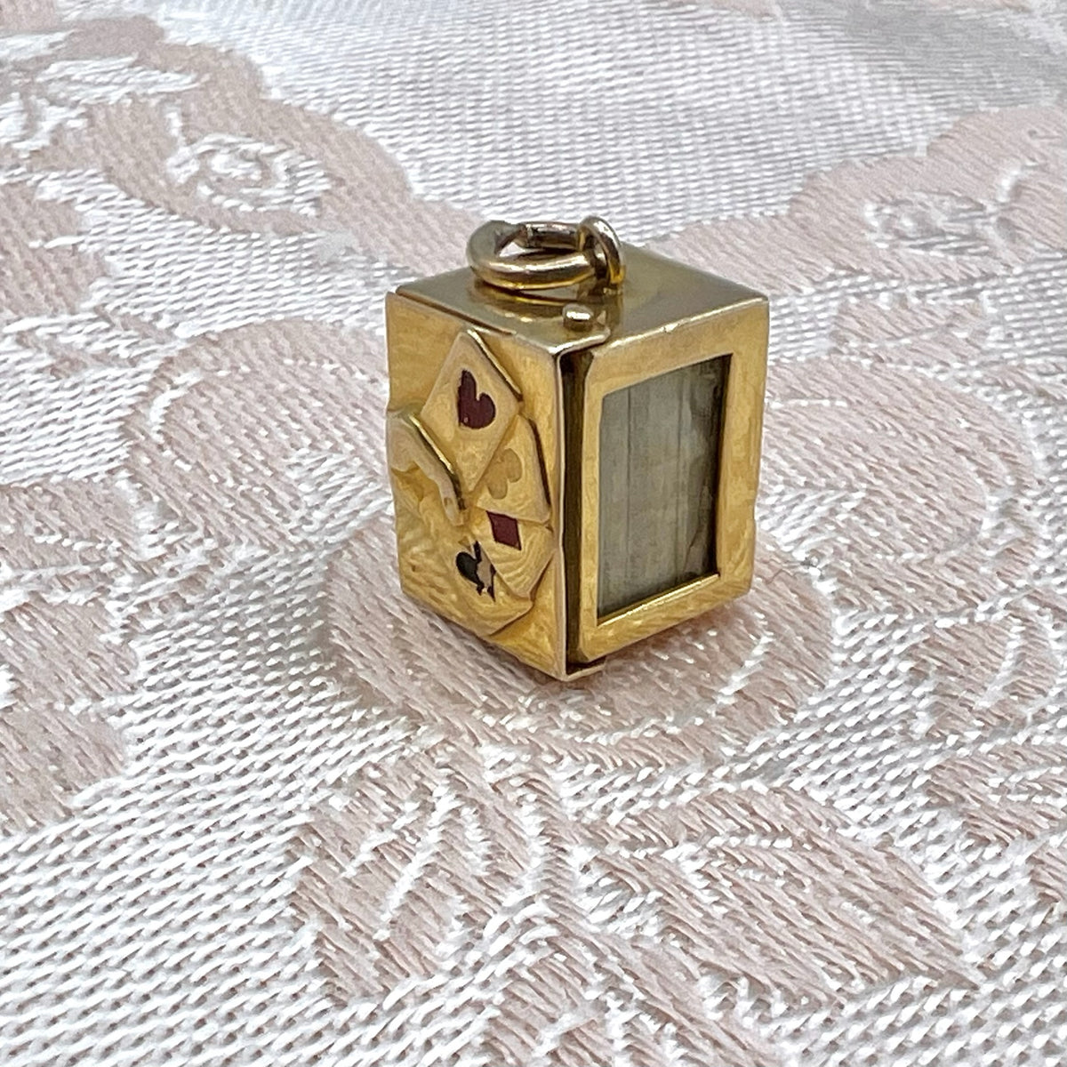 9K Gold Miniature Deck Playing Cards in Gold Box Charm - UK 1956