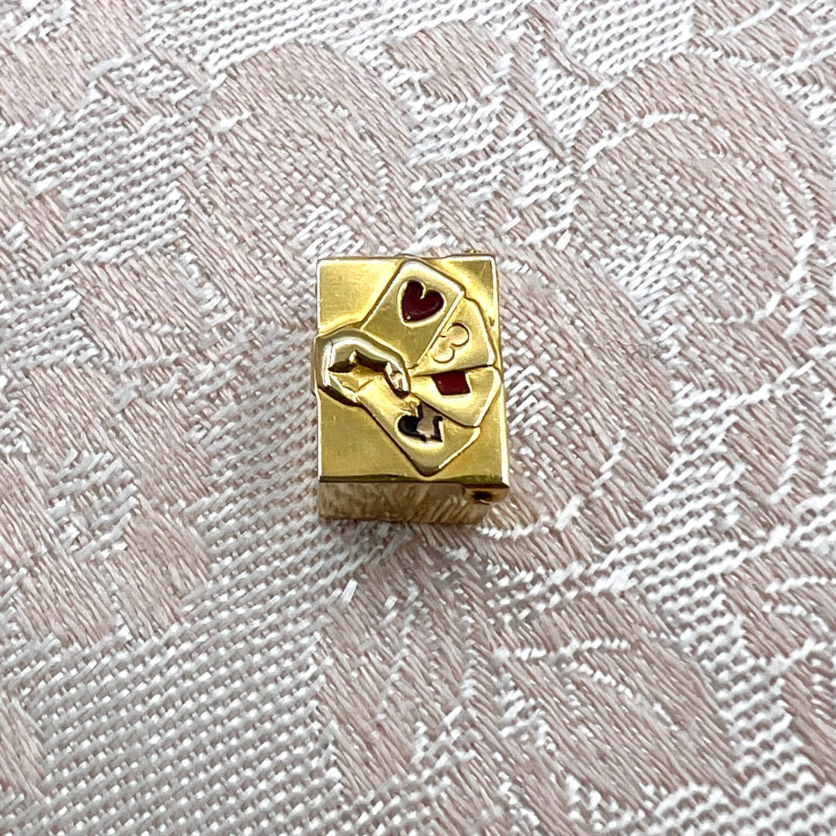 9K Gold Miniature Deck Playing Cards in Gold Box Charm - UK 1956