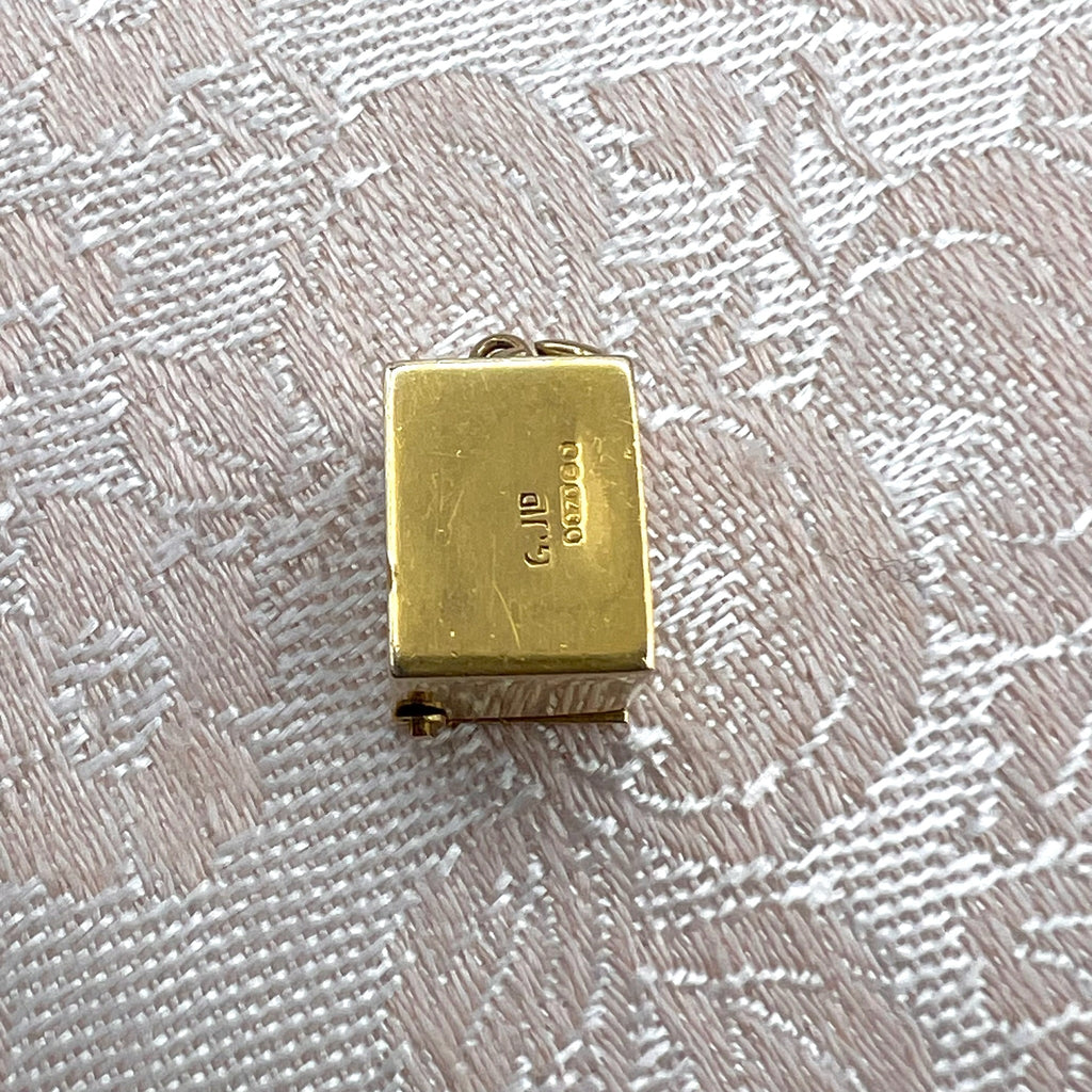 9K Gold Miniature Deck Playing Cards in Gold Box Charm - UK 1956