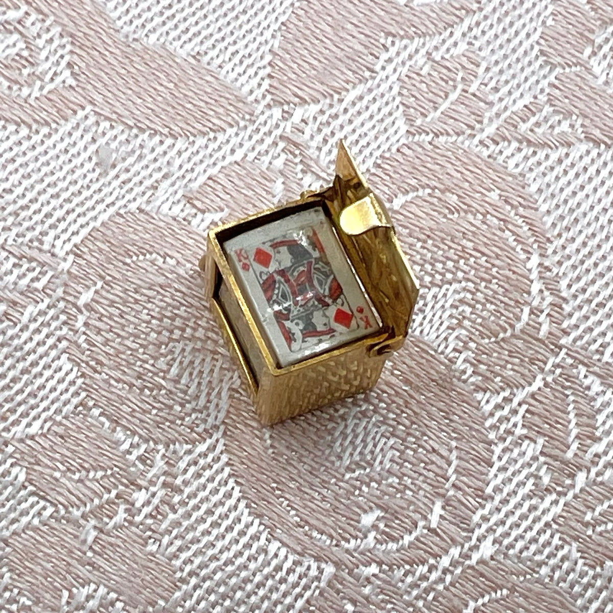 9K Gold Miniature Deck Playing Cards in Gold Box Charm - UK 1956