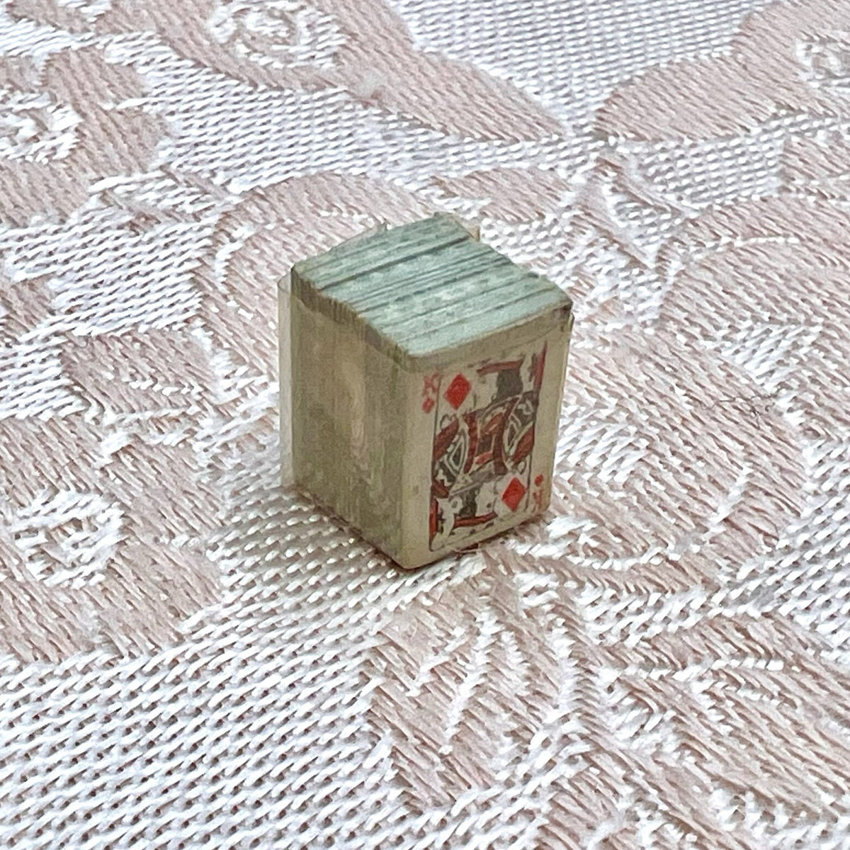 9K Gold Miniature Deck Playing Cards in Gold Box Charm - UK 1956