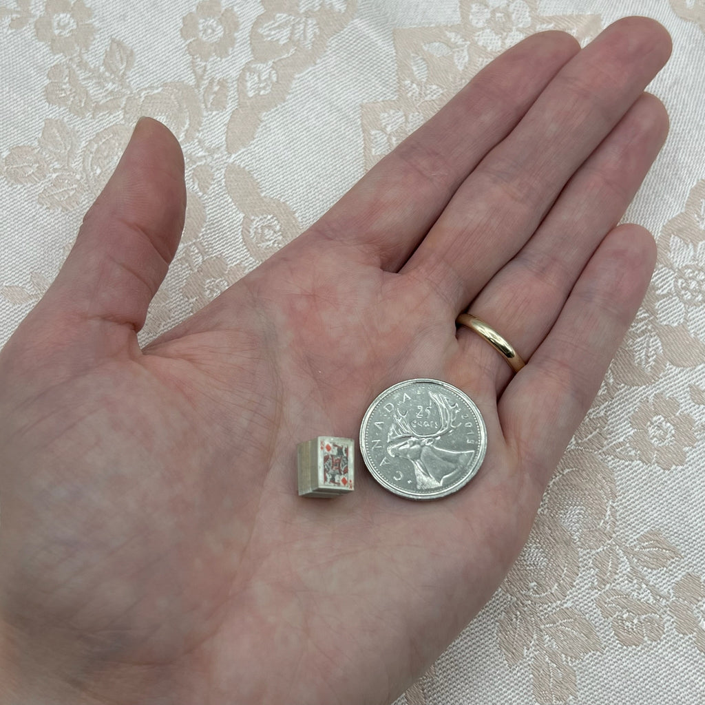 9K Gold Miniature Deck Playing Cards in Gold Box Charm - UK 1956
