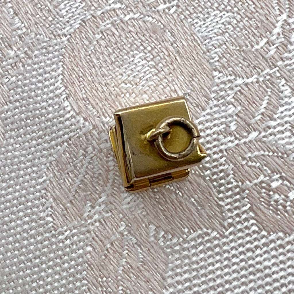 9K Solid Gold Box of Dice Charm for Bracelet or Pendant Necklace