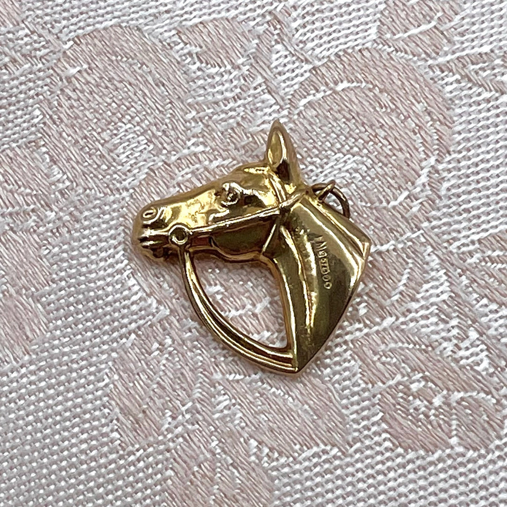 9K Gold Horse Head Charm for Bracelet or Pendant- Hallmarked UK 1962 Fred Manshaw