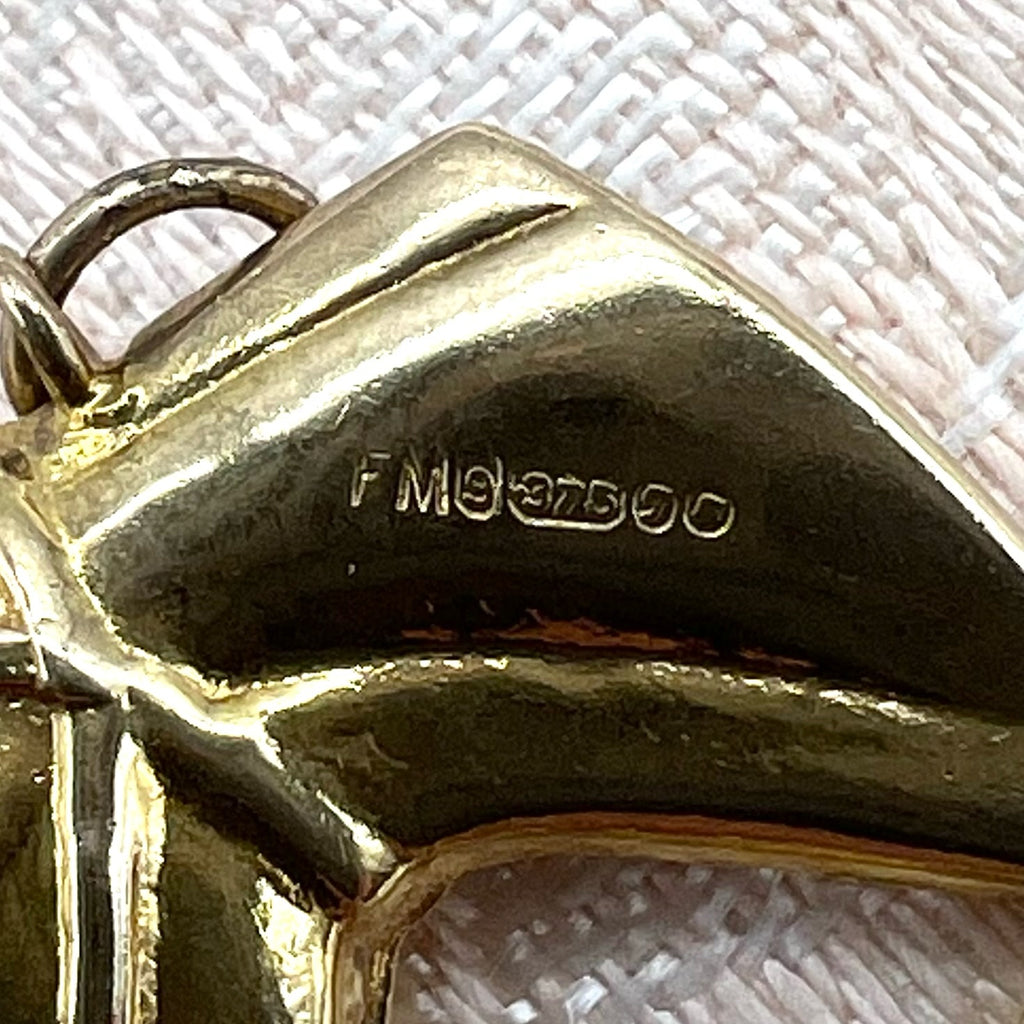 9K Gold Horse Head Charm for Bracelet or Pendant- Hallmarked UK 1962 Fred Manshaw