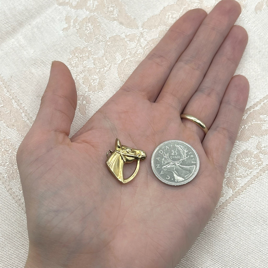 9K Gold Horse Head Charm for Bracelet or Pendant- Hallmarked UK 1962 Fred Manshaw