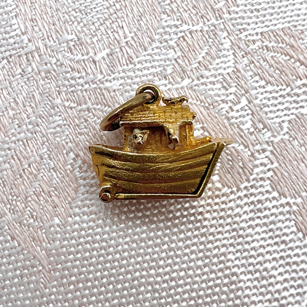 9K Solid Gold Noah's Ark Opening Charm or Pendant - Hallmarked 1955 London