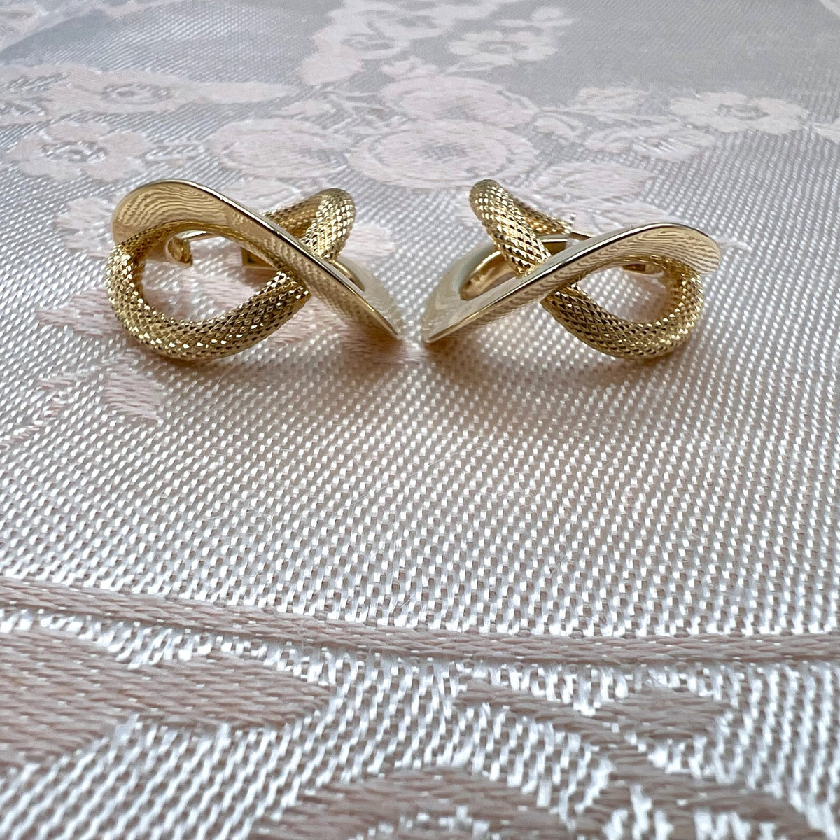 14K Solid Gold Double Hoop Earrings with Lever Back